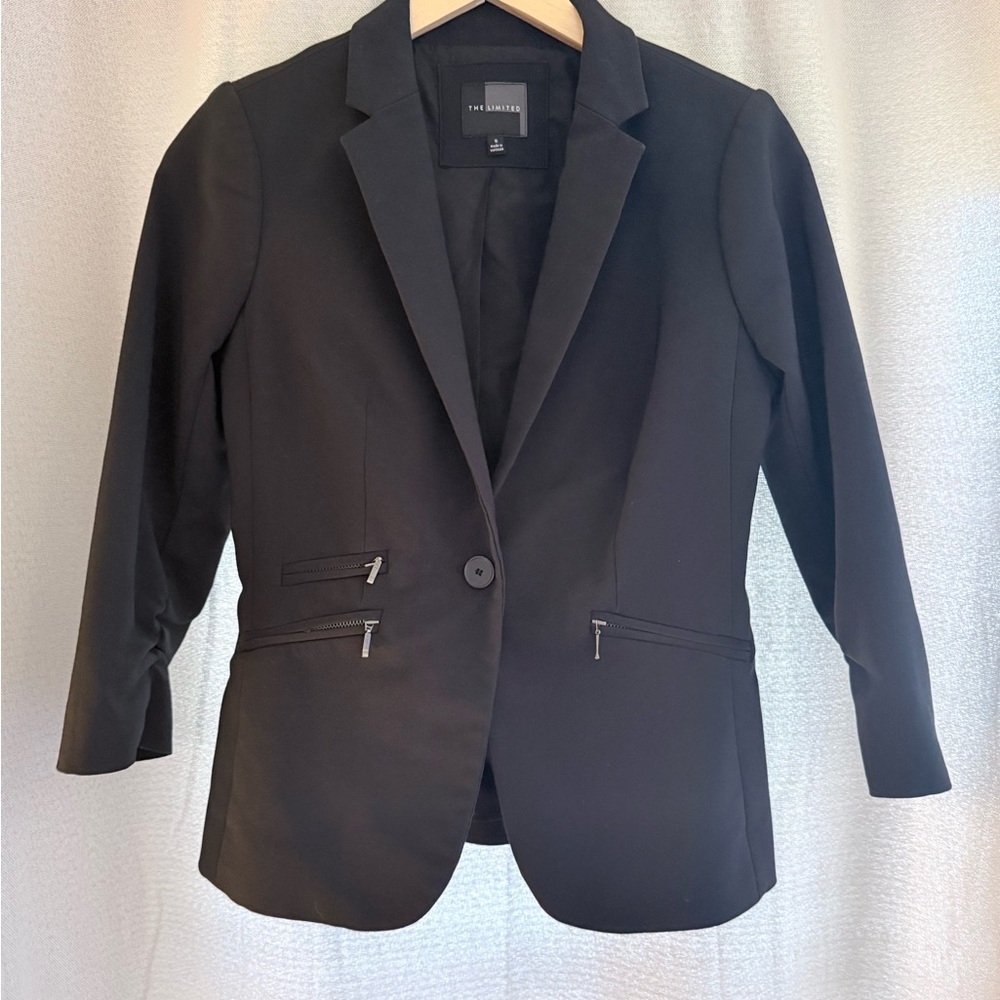 The Limited Black Women's Tailored Blazer with Zip Pockets